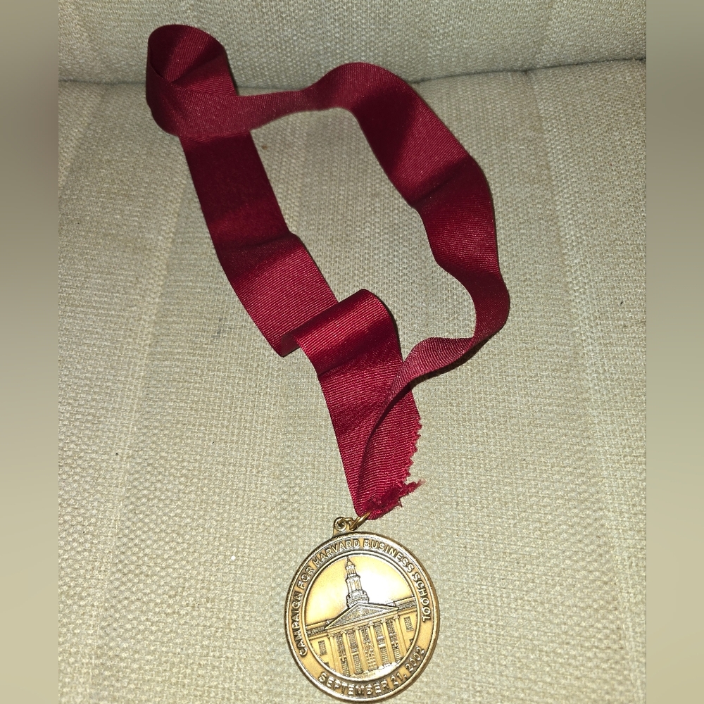 HARVARD UNIVERSITY HBS Bronze Medal Red Silk Ribbon " To Educate Leaders .."